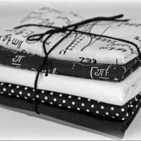 GEOMETRIE- 5tlg Stoffpaket in schwarz weiß aus Baumwolle, 70 x 50cm, für Patchwork und Deko, Formeln Bild 2