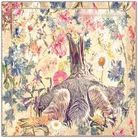 Waldtiere HASENRAST Bild auf Holz Leinwand Print Wandbild Blumenwiese Frühling Hase Landhausstil ShabbyChic VintageStyle Bild 5