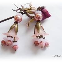 1 Paar Ohrhänger mit Blütenkelch - Ohrring,boho,Vintage-Stil,Geschenk,Hochzeit,rosa,rosegold,bronzefarben Bild 1