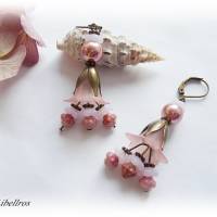 1 Paar Ohrhänger mit Blütenkelch - Ohrring,boho,Vintage-Stil,Geschenk,Hochzeit,rosa,rosegold,bronzefarben Bild 2