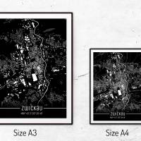 Stadtplan ZWICKAU - Just a Black Map I Digitaldruck Stadtkarte citymap City Poster Kunstdruck Stadt Karte Bild 5