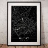 Stadtplan PADERBORN - Just a Black Map I Digitaldruck Stadtkarte citymap City Poster Kunstdruck Stadt Karte Bild 1