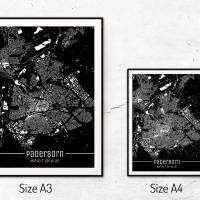 Stadtplan PADERBORN - Just a Black Map I Digitaldruck Stadtkarte citymap City Poster Kunstdruck Stadt Karte Bild 5