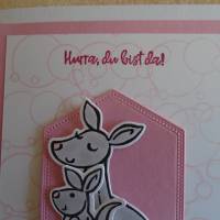 Glückwunschkarte zur Geburt Taufe Mädchen Babykarte Geburtskarte Känguru Bild 2
