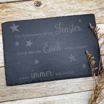 Gedenkplatte für Grab | Steinplatte mit Gravur | Stein für Grabschmuck | Grabdekoration aus Naturstein | Trauerspruch