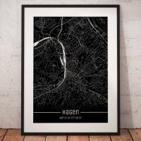 Stadtplan HAGEN - Just a Black Map I Digitaldruck Stadtkarte citymap City Poster Kunstdruck Stadt Karte Bild 1