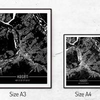 Stadtplan HAGEN - Just a Black Map I Digitaldruck Stadtkarte citymap City Poster Kunstdruck Stadt Karte Bild 5