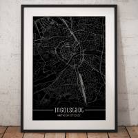 Stadtplan INGOLSTADT - Just a Black Map I Digitaldruck Stadtkarte citymap City Poster Kunstdruck Stadt Karte Bild 1