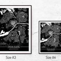 Stadtplan INGOLSTADT - Just a Black Map I Digitaldruck Stadtkarte citymap City Poster Kunstdruck Stadt Karte Bild 5