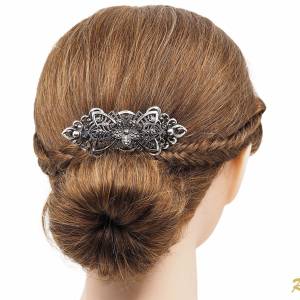 Haarspange Silber, Tracht Haarschmuck, Französische Haarspange, Mittelalter Haarschmuck, Filigrane Haarspange Hochzeit Bild 3