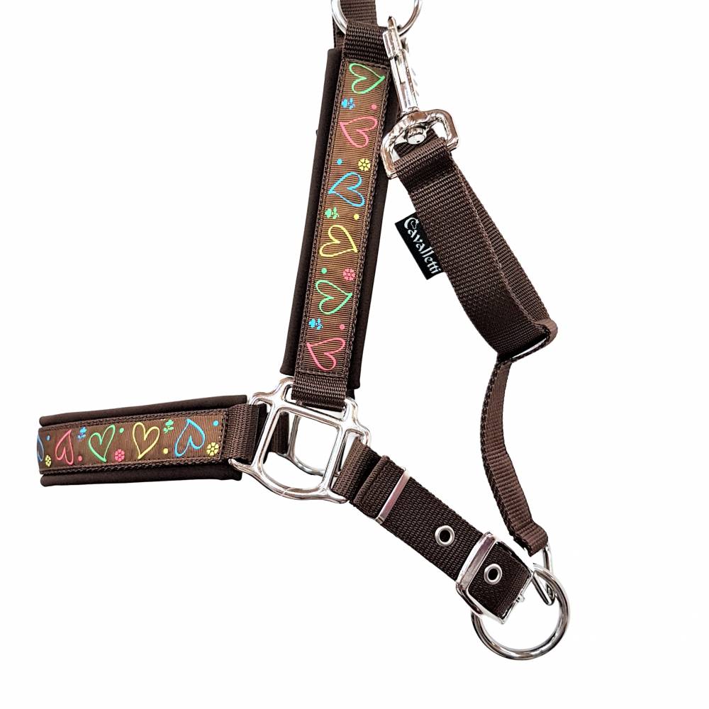 HKM Pferde Halfter B2400 - Braun, Vollblut, Nylon Mit Beschlägen