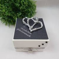 Geschenkschachtel - Geldgeschenkverpackung - Silberherzen - Hochzeitsgeschenk - Perlmutt Schwarz Bild 2