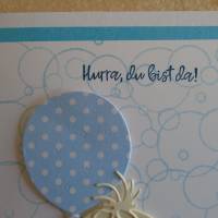 Glückwunschkarte zur Geburt Taufe Junge Babykarte Geburtskarte Elefant Hellblau Bild 2