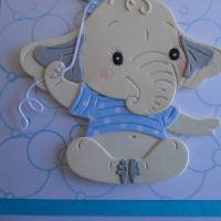 Glückwunschkarte zur Geburt Taufe Junge Babykarte Geburtskarte Elefant Hellblau Bild 3