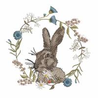 Stickdatei Hase mit Wildblumenkranz Bild 6