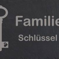 Türschild Familie Namensschild Schiefer Gravur Klingelschild Wohnen Wand Wanddekoration Hausschild Eingang schwarz grau Bild 2