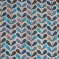 11,20 EUR/m Baumwolle Stoff Scandy Blätter türkis blau grau Bild 1