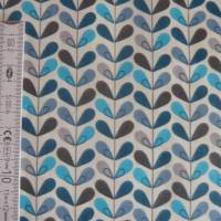 11,20 EUR/m Baumwolle Stoff Scandy Blätter türkis blau grau Bild 7