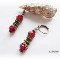 1 Paar Ohrhänger mit Glasrondellen im Vintage-Stil - Ohrringe,Geschenk,boho,rot,bronzefarben Bild 2