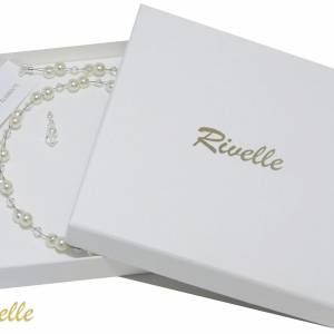 Perlen Kette rot weiß, 925 Silber, Swarovski Strass, Perlencollier, Hochzeitsschmuck, Braut Kette, Halskette Perlen Bild 4