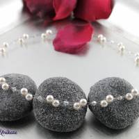 Luftig, filigrane Kette für die Braut, Perlen und Bicone, Halskette auf Wunschlänge