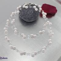 Luftig, filigrane Kette für die Braut, Perlen und Bicone, Halskette auf Wunschlänge Bild 2