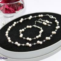Luftig, filigrane Kette für die Braut, Perlen und Bicone, Halskette auf Wunschlänge Bild 7