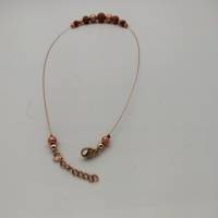 Perlen-Halskette mit Naturstein und Edelstahl terracottafarbend, roségold 42 cm plus Verlängerungskette Bild 4