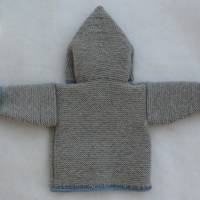 Baby Trachtenjacke mit Kapuze in grau hellblau Gr. 62/68 Strickjacke Bild 2