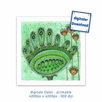 Digitale Datei, Kunst zum Ausdrucken, Blumenbild Grün ist aller Anfang, 4200 px x 4200 px, 300 dpi Bild 1