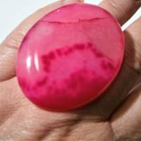 Ring pink rosa mit 52 x 42 Millimeter großem Achat Stein oval handmade Geschenk Muttertag statementschmuck Bild 3