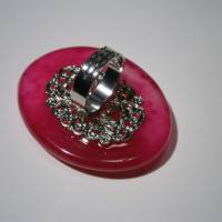 Ring pink rosa mit 52 x 42 Millimeter großem Achat Stein oval handmade Geschenk Muttertag statementschmuck Bild 6