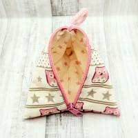 Dreieckige Tasche in Pyramidenform für Menstruationstasse - Tampons - Schlüssel - Schnuller und vieles mehr - rosa eulen Bild 3