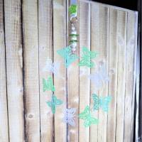 Fensterdeko, Metallkranz mit Schmetterlingen, groß, blau weiß grün Bild 1
