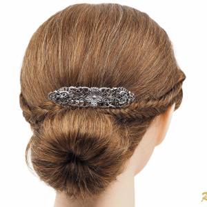 Metall Haarspange Vintage Antik, Filigrane Haarspange Viktorianisch, Trachten Haarspange Silber, Dirndl Haarschmuck Bild 3