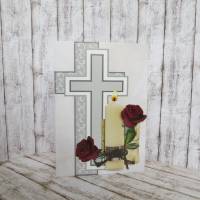 Trauerkarte, Kondolenzkarte Kerze mit Rosen Bild 2