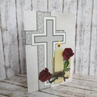 Trauerkarte, Kondolenzkarte Kerze mit Rosen Bild 3