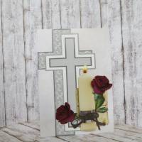 Trauerkarte, Kondolenzkarte Kerze mit Rosen Bild 4