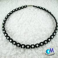 Wechsel-schmuck Magnet Glas-Perlen Collier weiß mit schwarz Statement-Kette  ART 3824 Bild 2