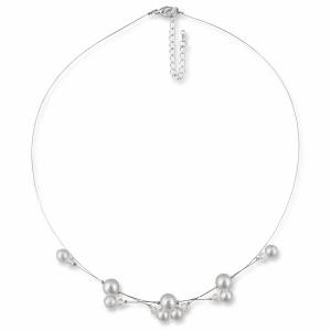 Perlenkette Vintage, 925 Silber, Swarovski Steine, Halskette Perlen mit Anhänger, Kette Hochzeit, Brautschmuck, Perlen Bild 2
