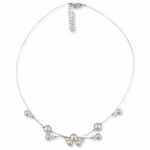 Perlenkette Vintage, 925 Silber, Swarovski Steine, Halskette Perlen mit Anhänger, Kette Hochzeit, Brautschmuck, Perlen Bild 3