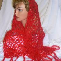 handgehäkelter Schal in rot Bild 1