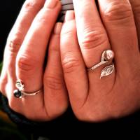 Ring, 925 Silber, Fingerring,mit Zuchtperle, größenverstellbar Bild 1