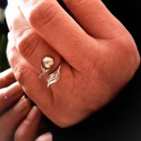 Ring, 925 Silber, Fingerring,mit Zuchtperle, größenverstellbar Bild 2