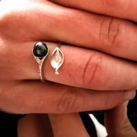 Ring, 925 Silber, Fingerring,mit Zuchtperle, größenverstellbar Bild 3