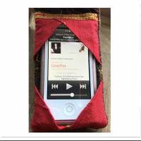 iPod Nano 7. Generation: aufklappbare Schutzhülle mit Sichtfenster - aus Leinen - bestickt - Unikat Bild 2