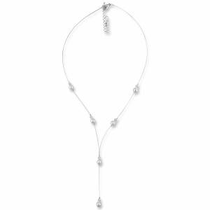 Y-Kette Perlen weiß creme, Silber 925, Swarovski Steine, Schmucketui, Perlenkette, Hochzeit Schmuck, Halskette Perlen Bild 1