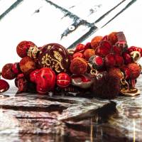 Perlenarmband Set rot, boho Schmuck stapelbar, Unikat bohemian Bettelarmband, Geschenk Ostern Valentinstag Bild 1