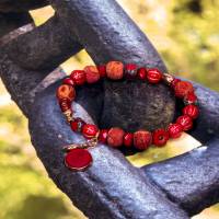 Perlenarmband Set rot, boho Schmuck stapelbar, Unikat bohemian Bettelarmband, Geschenk Ostern Valentinstag Bild 7