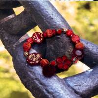 Perlenarmband Set rot, boho Schmuck stapelbar, Unikat bohemian Bettelarmband, Geschenk Ostern Valentinstag Bild 8